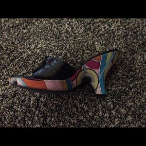 Multi heeled wedge slip ons